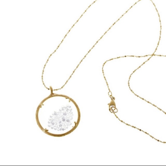 Catherine Weitzman Loose Swarovski Crystal Large Round Pendant Necklace-Boutique - Picture 3 of 9